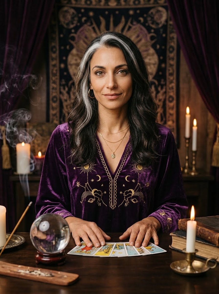 Liora with tarot cards