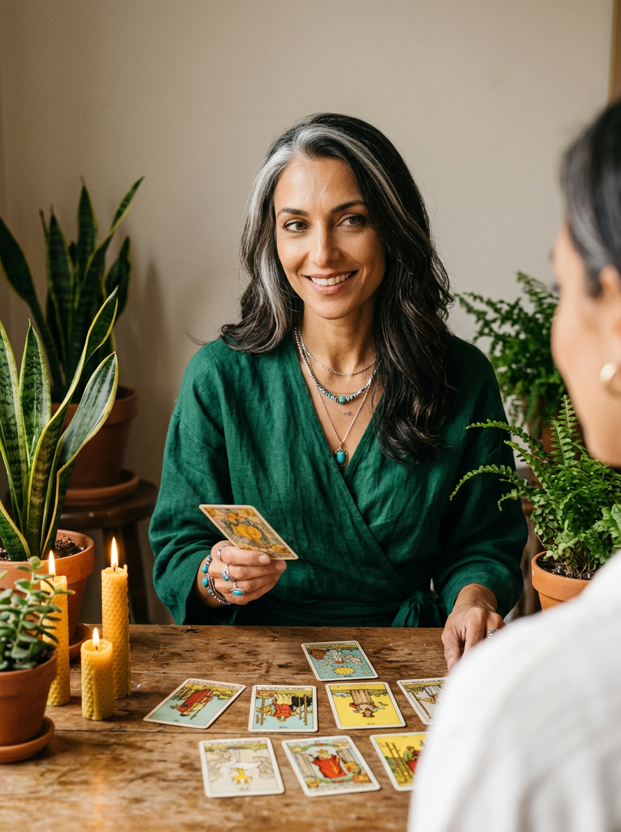 Liora reading tarot cards
